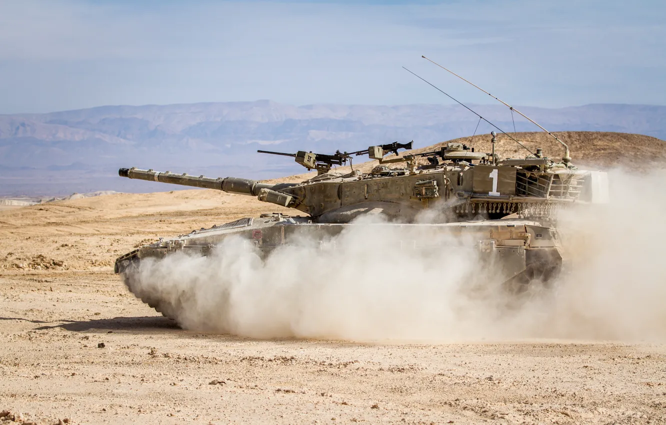 Фото обои песок, пустыня, танк, боевой, основной, Merkava, Израиля, «Меркава»