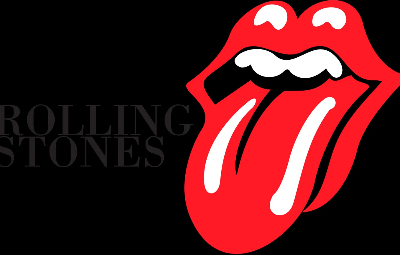 Фото обои музыка, логотип, группа, черный фон, The Rolling Stones