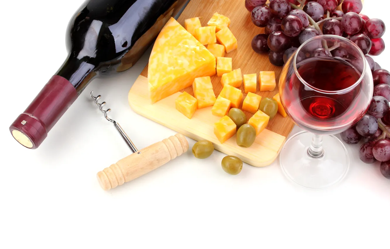Фото обои вино, сыр, виноград, доска, оливки, Wine, Grapes, Cheese