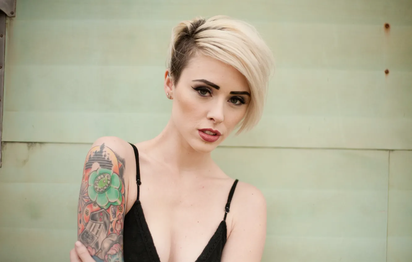 Фото обои girl, bra, woman, model, tattoo, blonde, female, Alysha Nett
