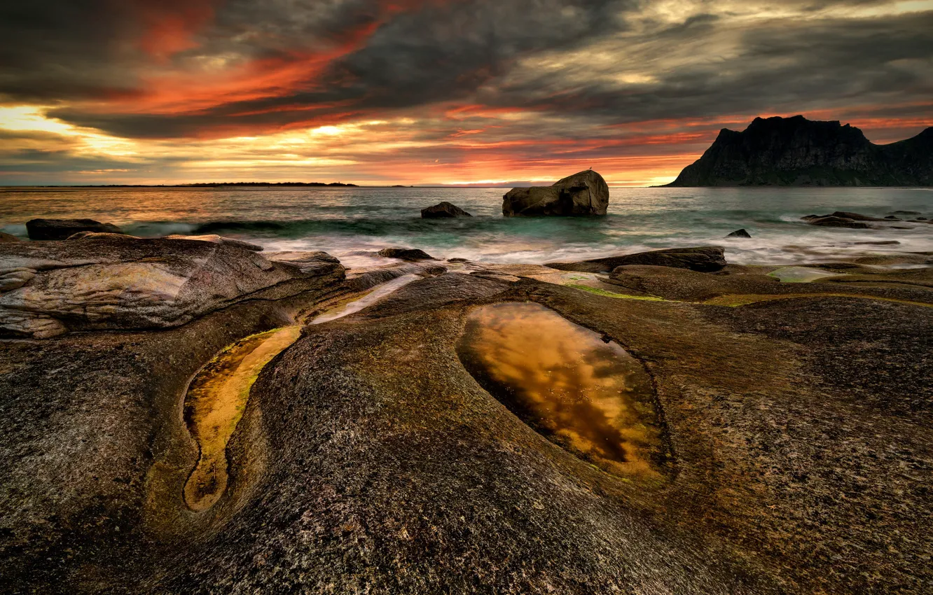 Фото обои побережье, Норвегия, Lofoten