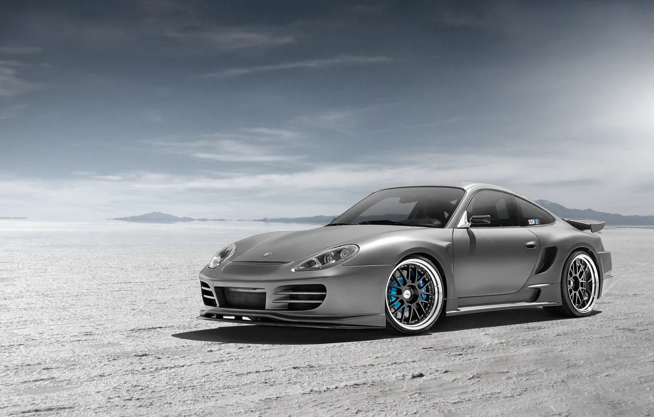 Фото обои пустыня, Porsche, серебристый, порше, блик, front, silvery, 991