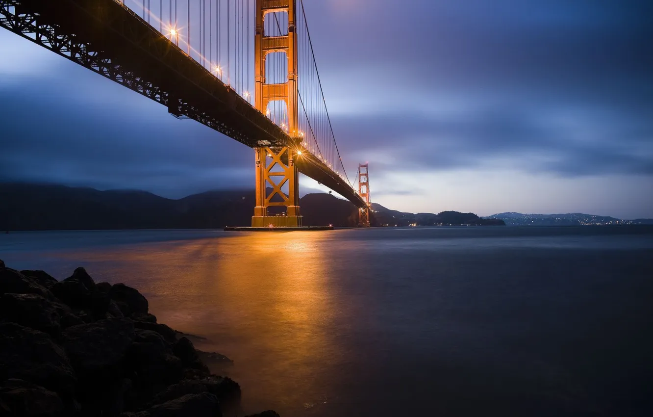 Фото обои мост, город, Сан-Франциско, Золотые Ворота, Golden Gate Bridge