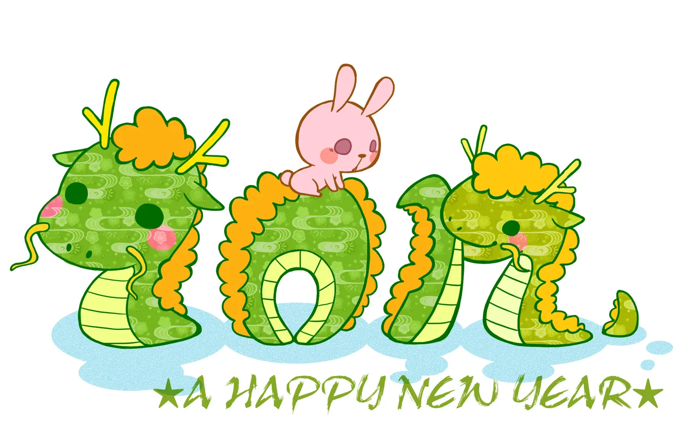 Фото обои новый год, кролик, 2012, new year, dragon, дракоша