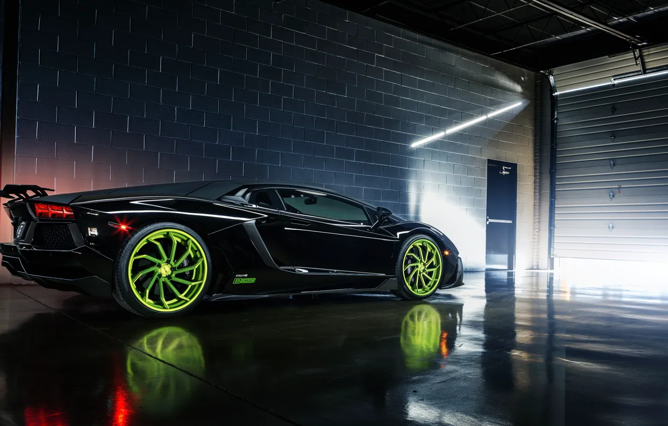 Фото обои Lamborghini, Black, Color, LP700-4, Aventador, Wheels, Rear, B-Forged