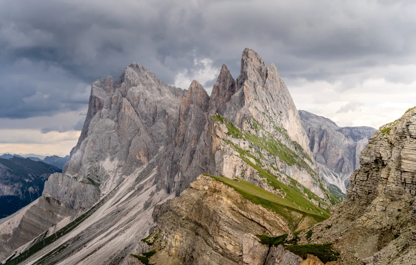 Фото обои небо, облака, горы, тучи, природа, скалы, Альпы, Италия