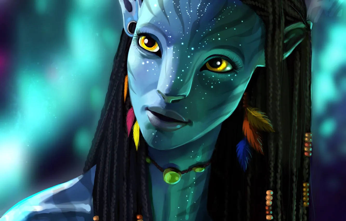 Фото обои Avatar, Neytiri, Аватар, Фильм, Нейтири, Zoe Saldana