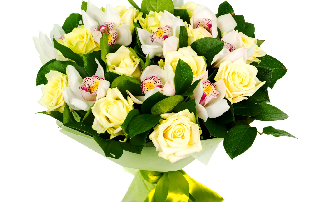 Фото обои розы, букет, орхидеи, Roses, Orchid, Bouquets