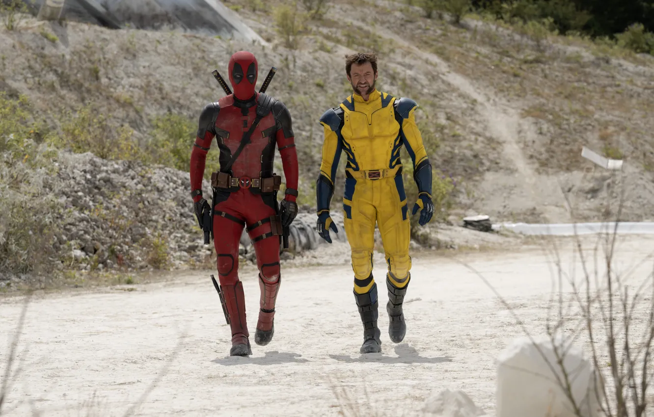 Фото обои Ryan Reynolds, Wolverine, Hugh Jackman, Deadpool, Marvel Studios, 2024, Deadpool & Wolverine