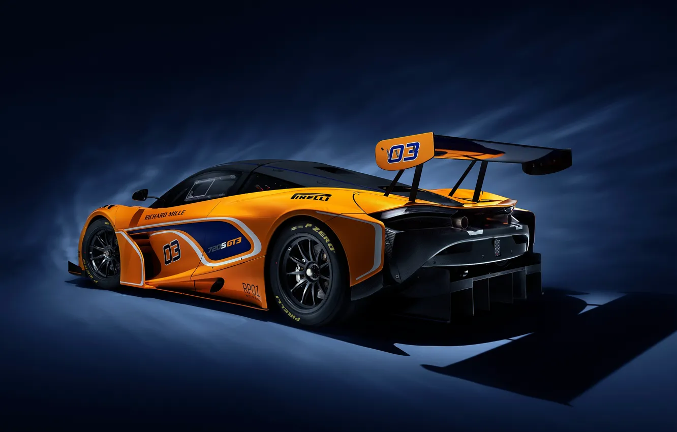 Фото обои McLaren, гоночное авто, вид сзади, GT3, 720S, 2019