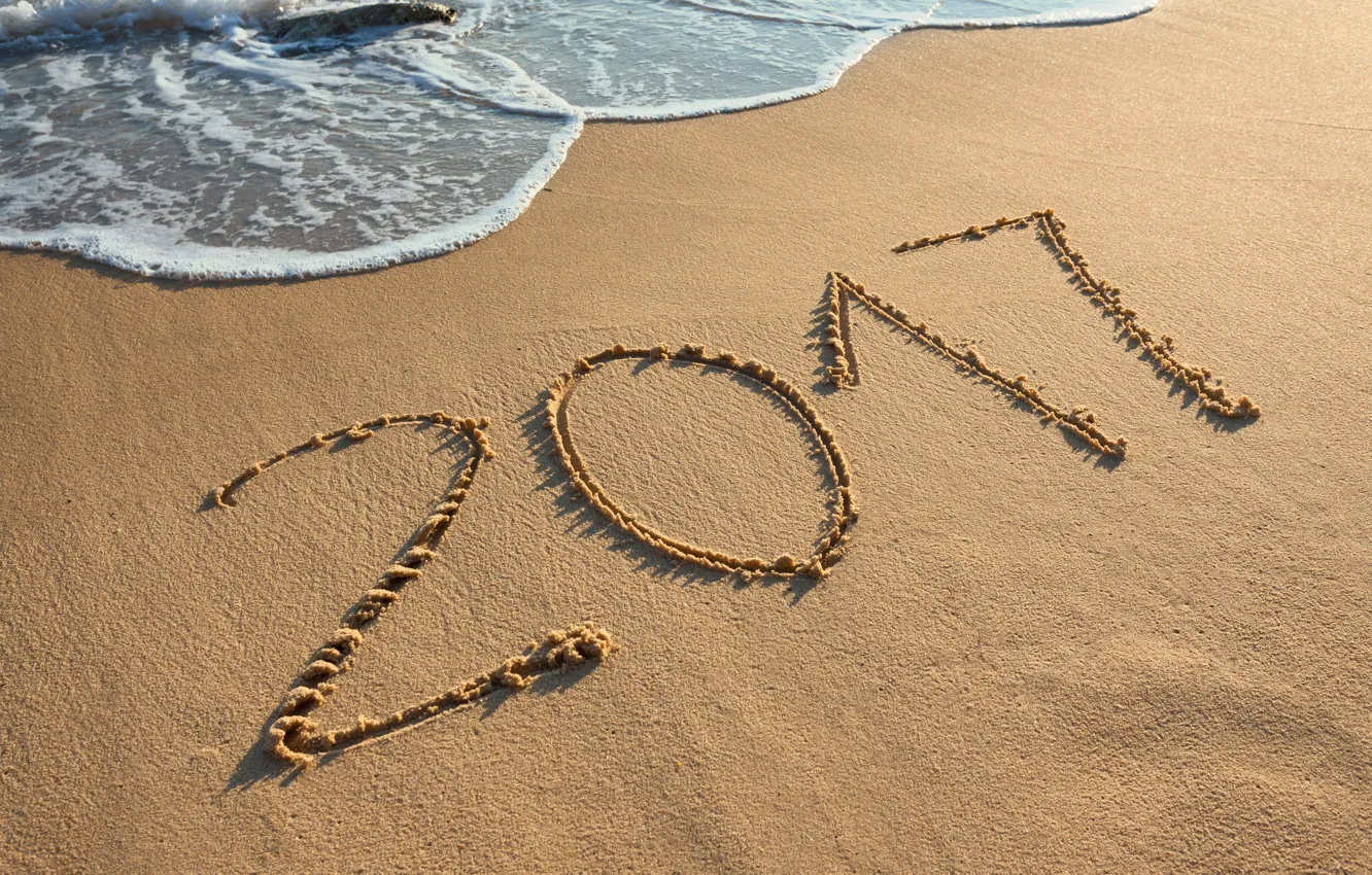 Фото обои Новый Год, new year, beach, sea, sand, 2017