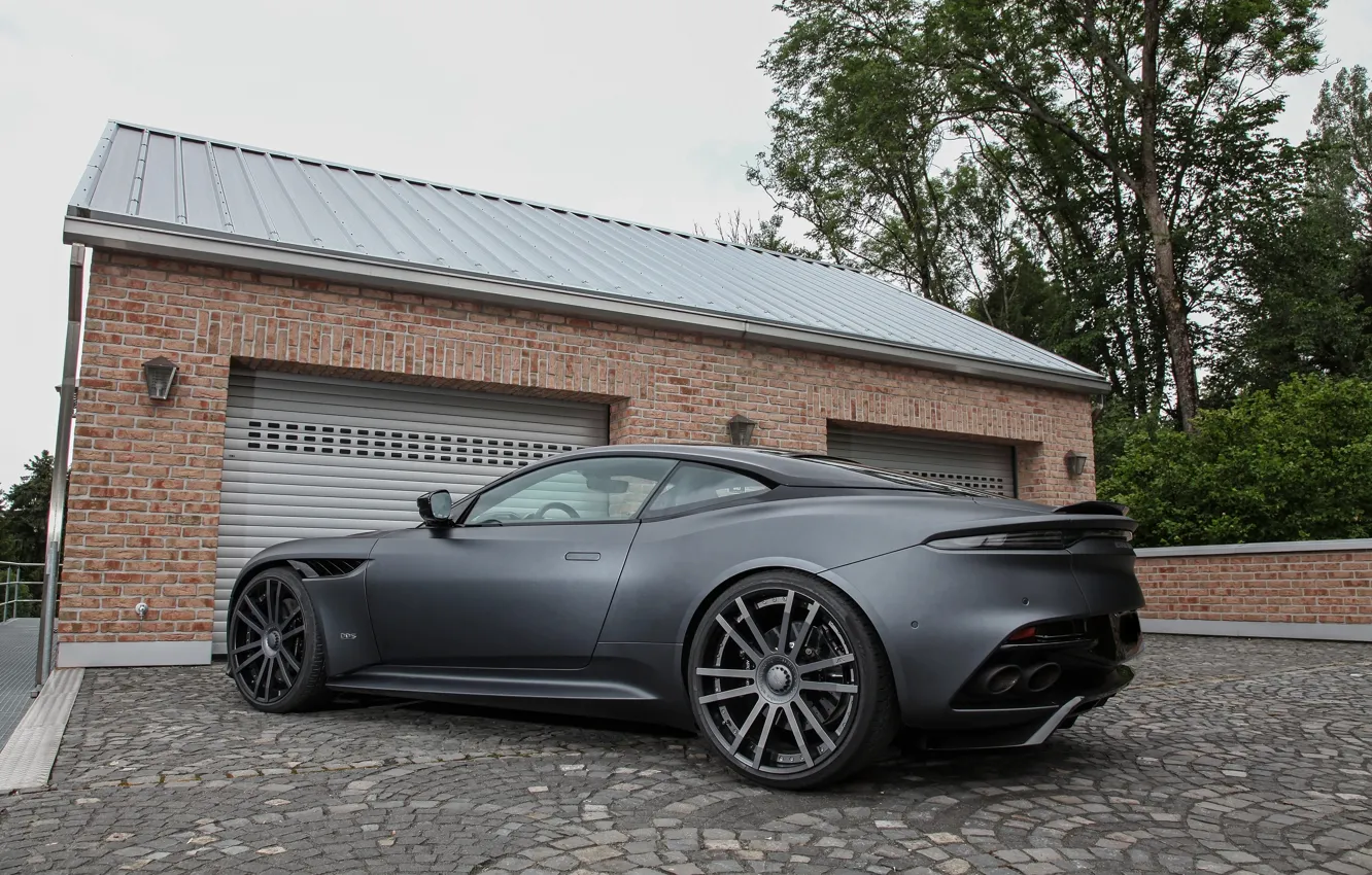 Фото обои Aston Martin, DBS, Superleggera, Black, Wheelsandmore, Rear, DBS Superleggera