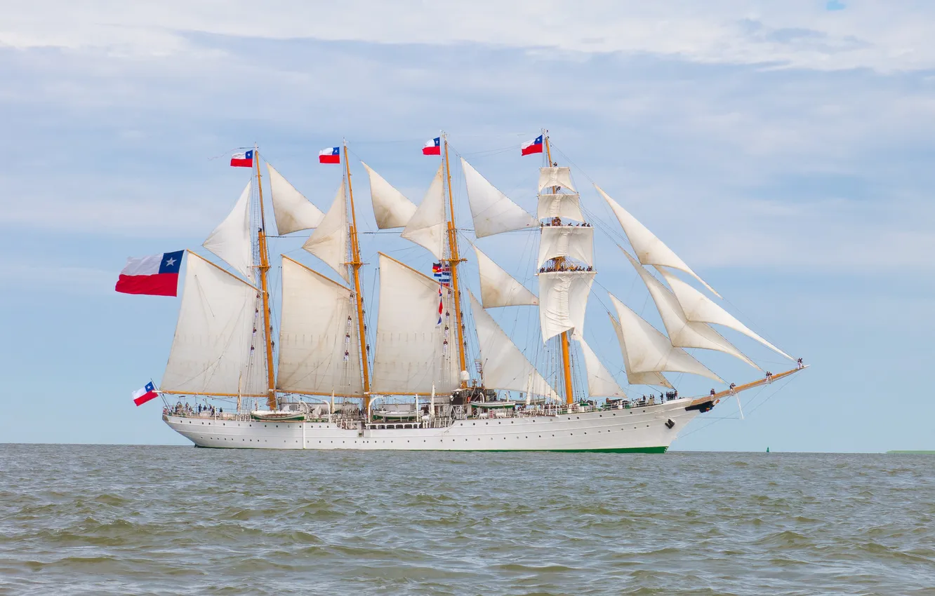Фото обои судно, баркентина, Esmeralda, чилийских ВМС, учебное, парусное