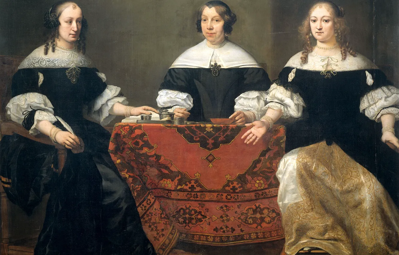 Фото обои портрет, картина, Фердинанд Бол, Три Регентши