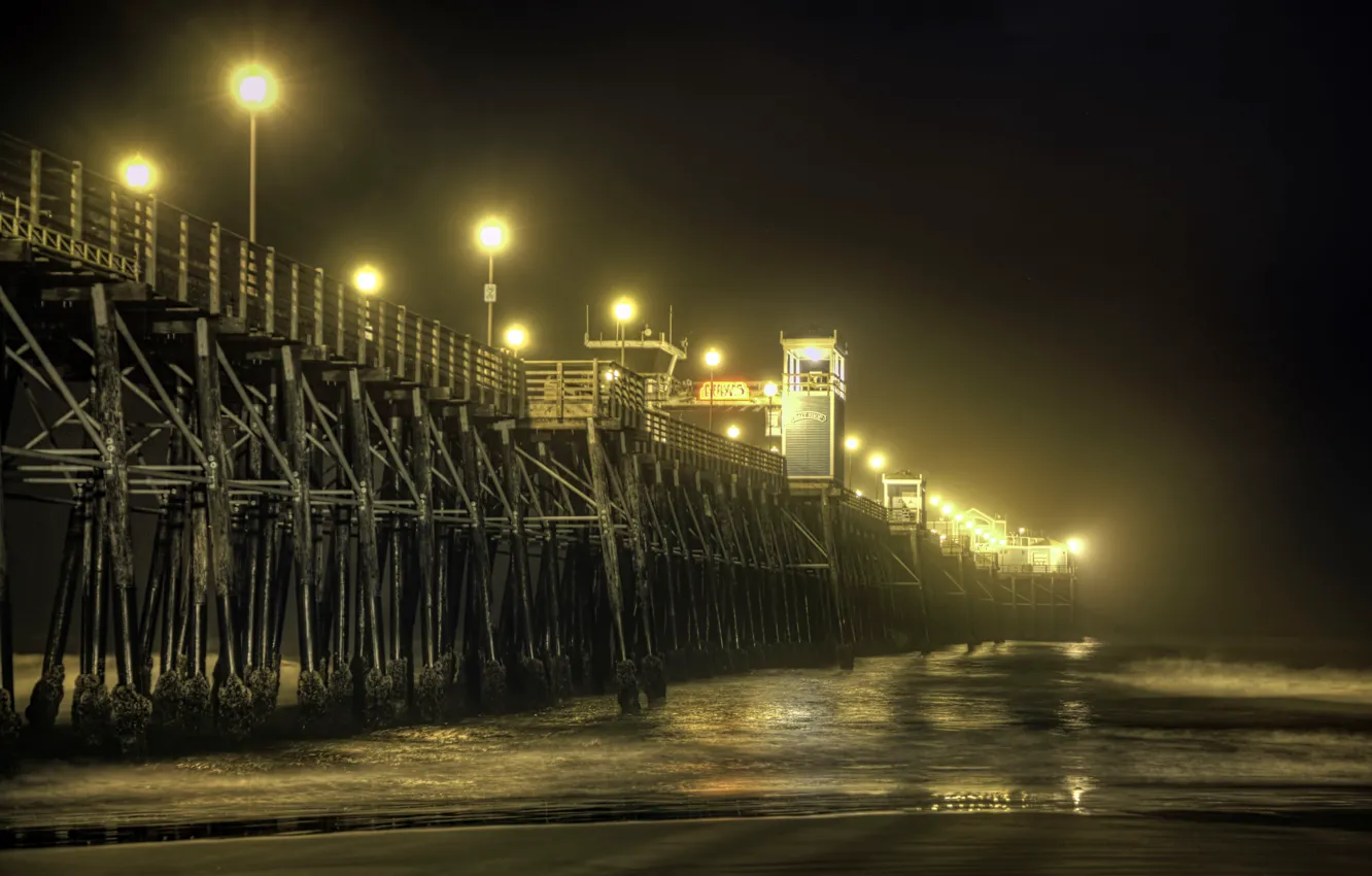 Фото обои United States, California, Fog, Pier, Oceanside Beach