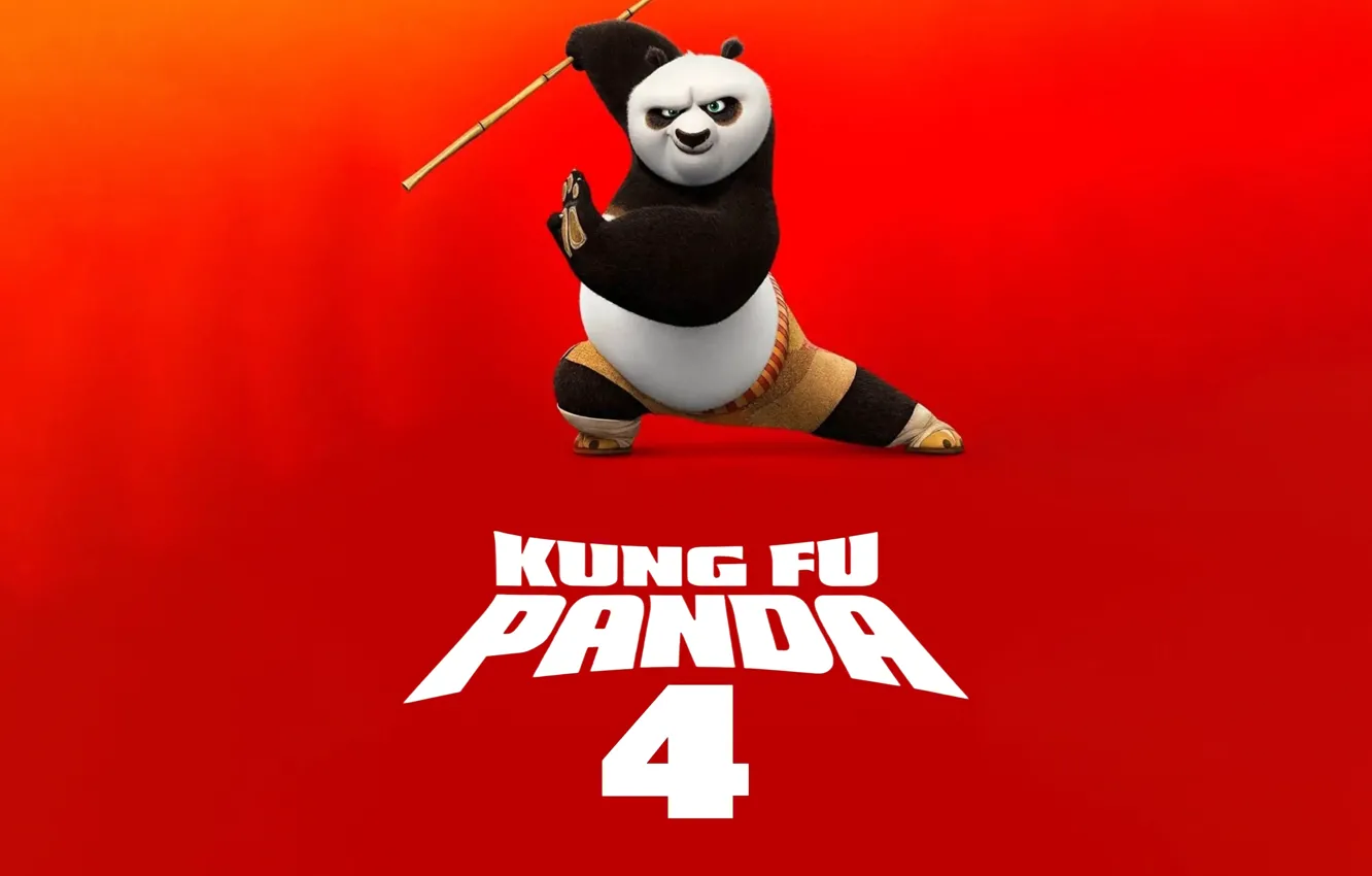 Фото обои Movies, 2024 Movies, Animation movies, Kung Fu Panda 4, Orange background