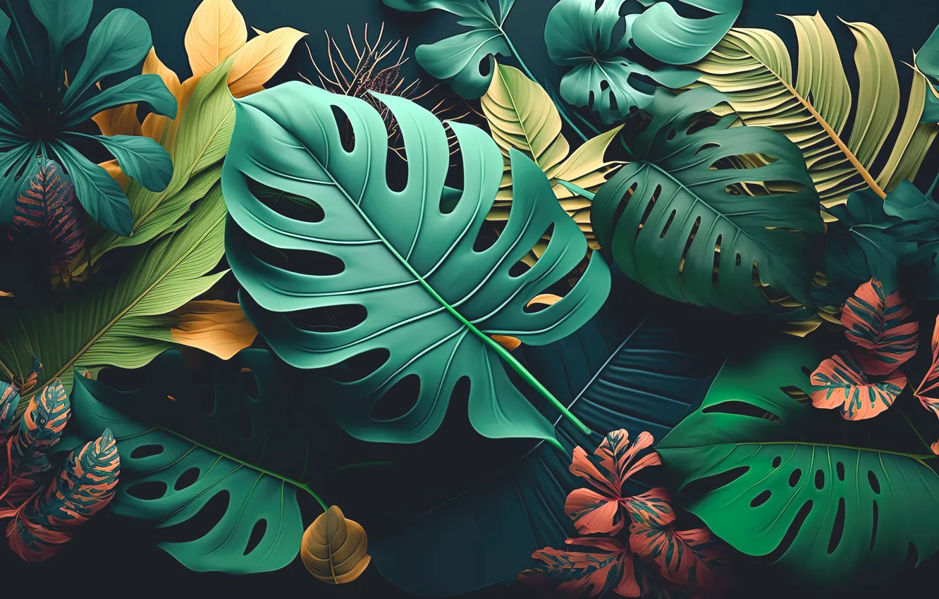 Фото обои листья, фон, натюрморт, background, leaves, still life, композиция, dark background