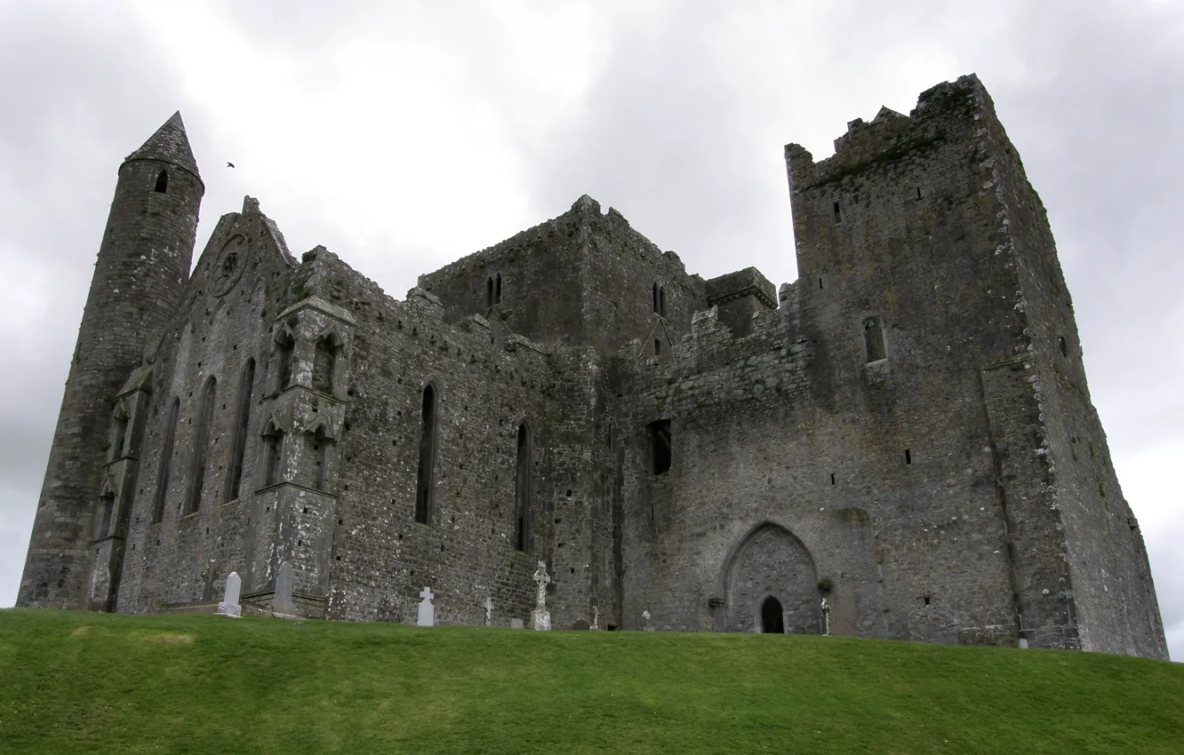 Фото обои небо, тучи, замок, руины, Ирландия, Rock of Cashel, средневековая архитектура