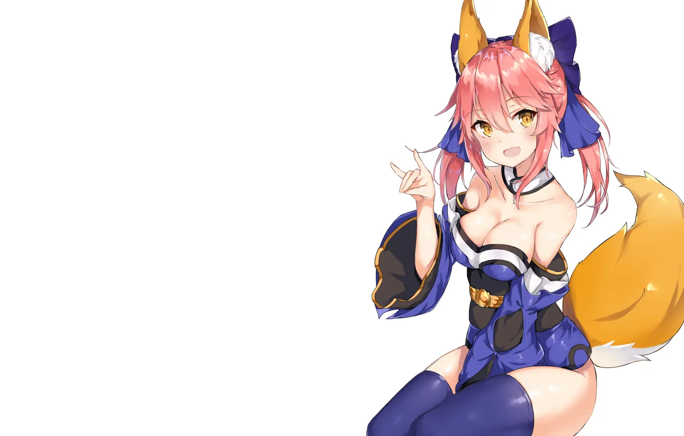 Фото обои girl, sexy, cleavage, thighhighs, long hair, dress, boobs, anime