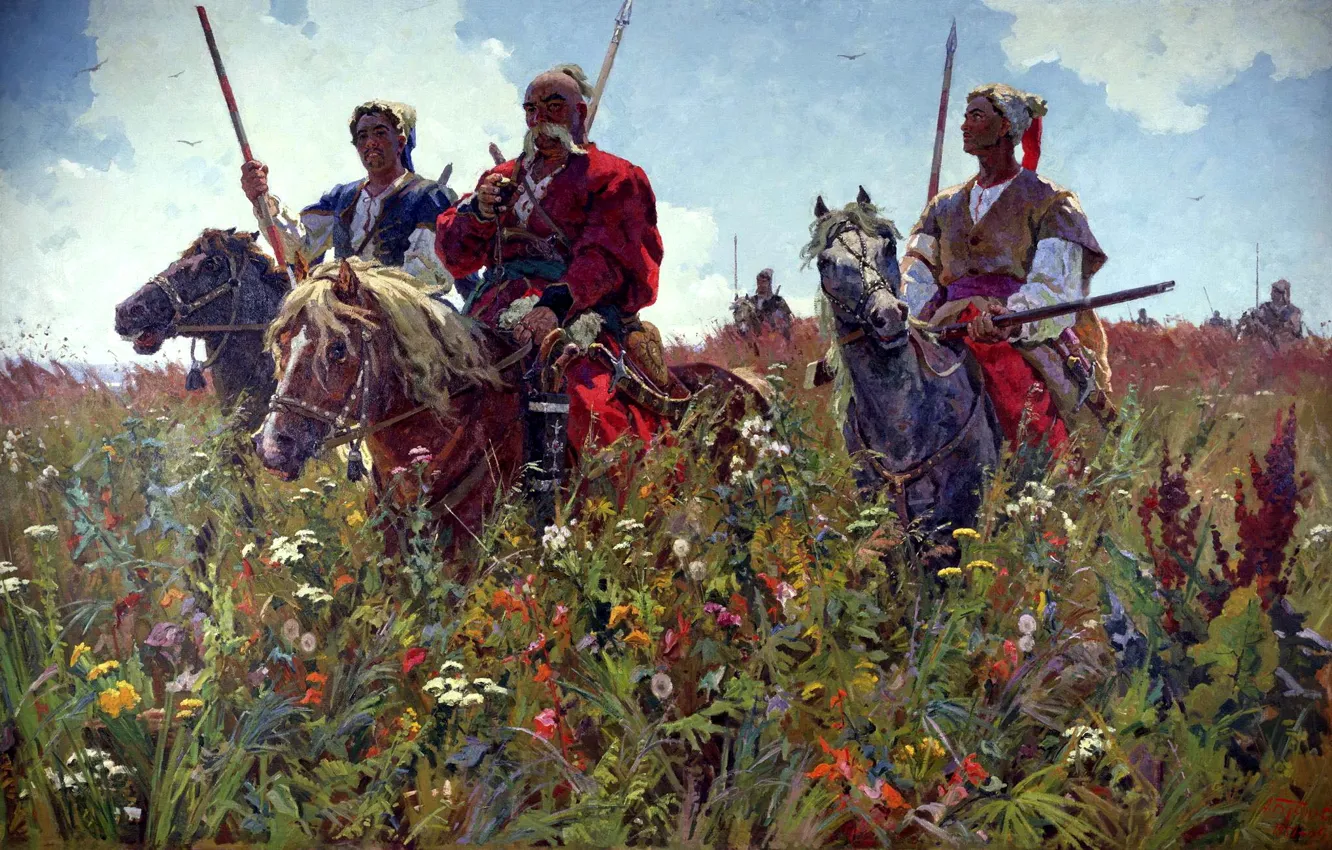 Фото обои живопись, казаки, Тарас Бульба, персоонаж, БУБНОВ Александр