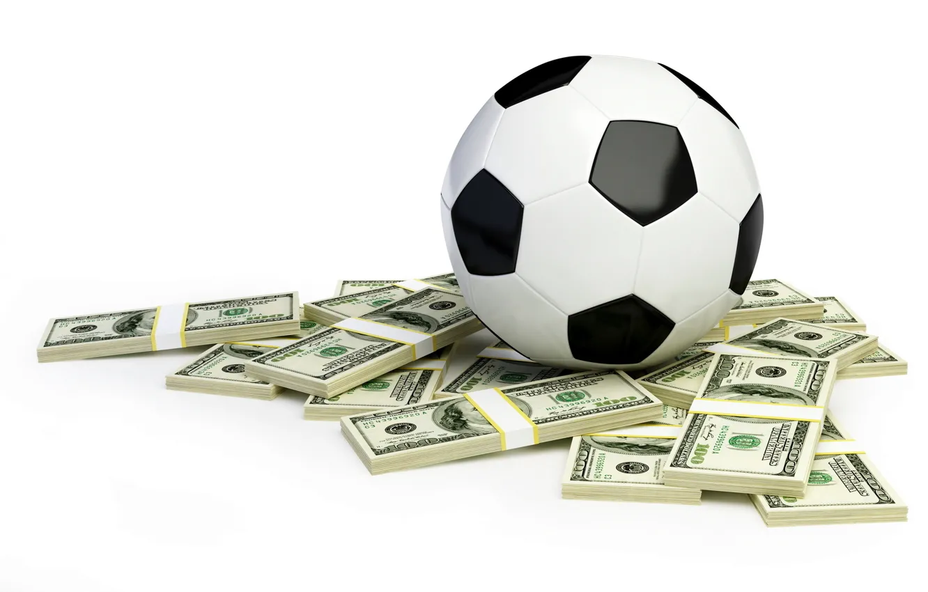 Фото обои футбол, мяч, деньги, баксы, пачки, Доллары