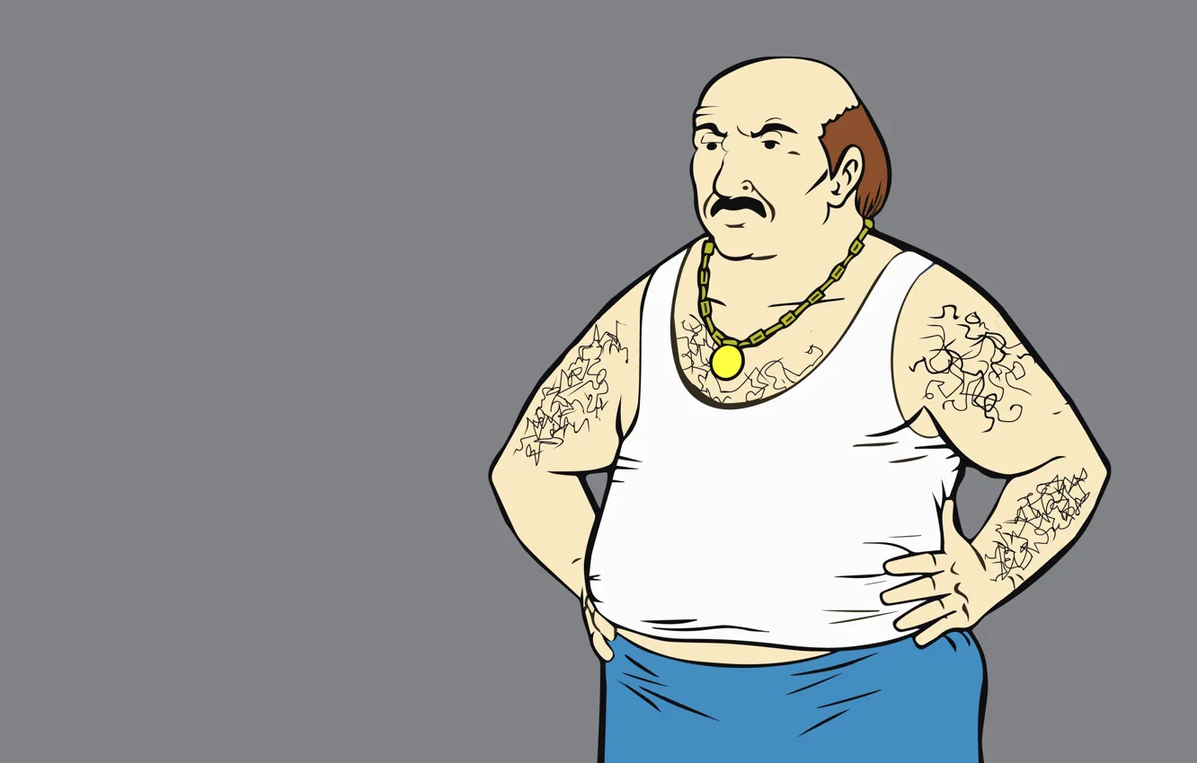 Фото обои серый фон, Aqua Teen Hunger Force, Команда Фастфуд, ATHF, Carl Brutananadilewski, пузатый мужик, Карл Брутананадилевски