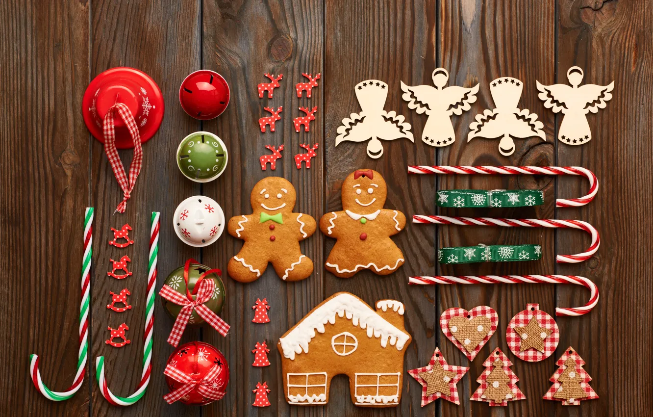 Фото обои merry christmas, cookies, decoration, gingerbread
