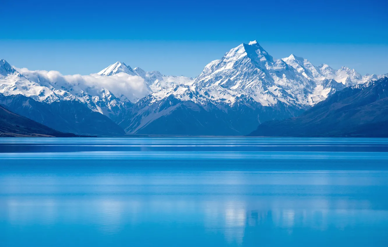 Фото обои горы, озеро, вершины, Новая Зеландия