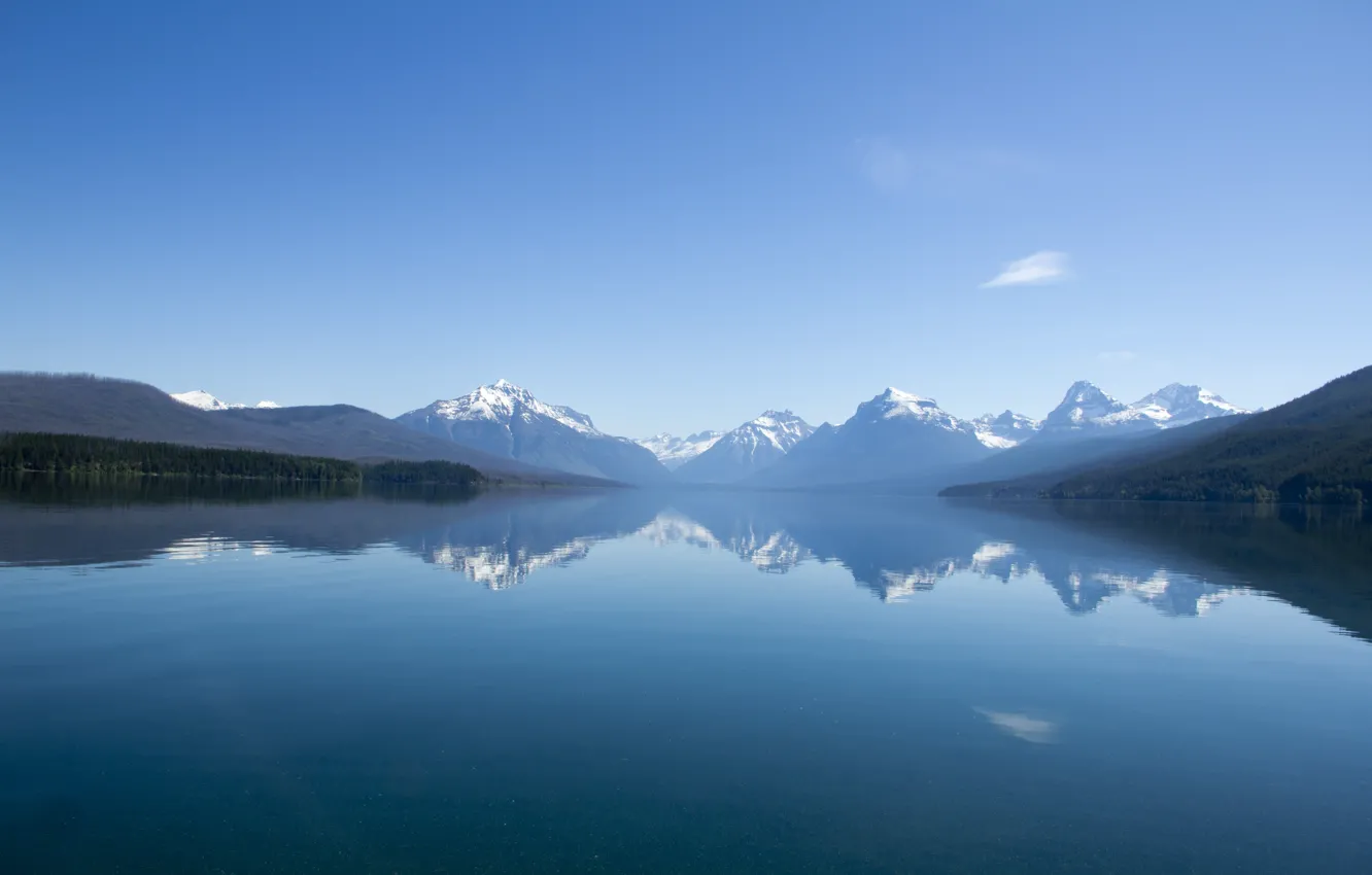 Фото обои небо, снег, горы, природа, озеро