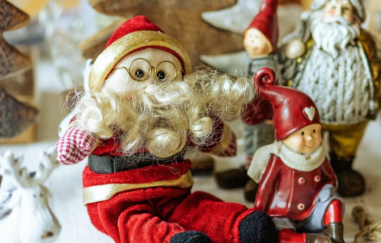 Фото обои зима, праздник, игрушка, игрушки, кукла, очки, Рождество, Новый год
