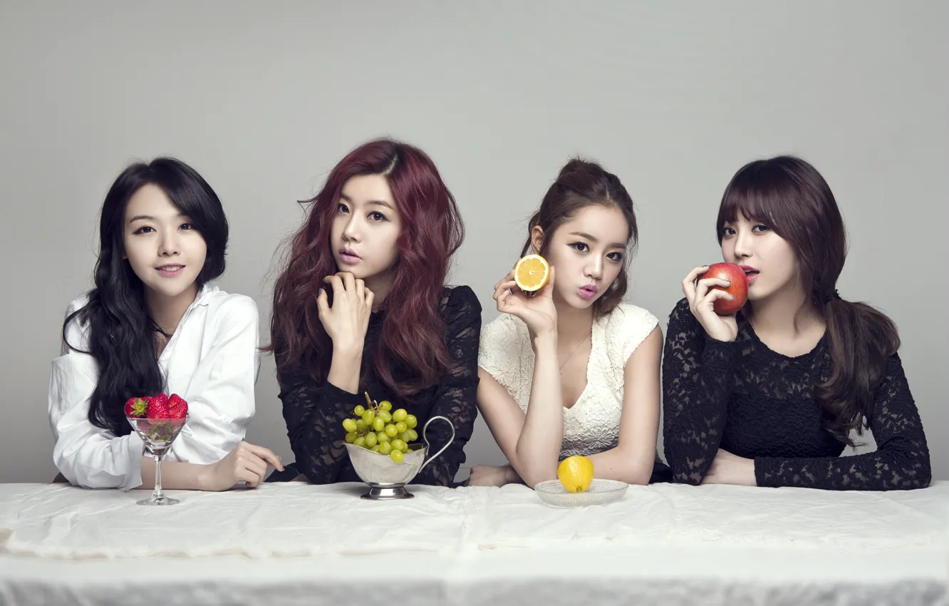 Фото обои музыка, девушки, еда, фрукты, азиатки, Южная Корея, певицы, Girls Day