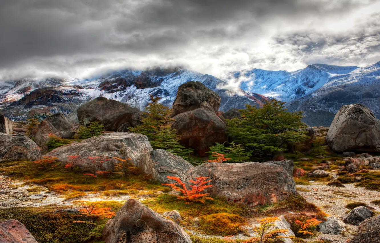 Фото обои облака, пейзаж, природа, камни, clouds, rocks