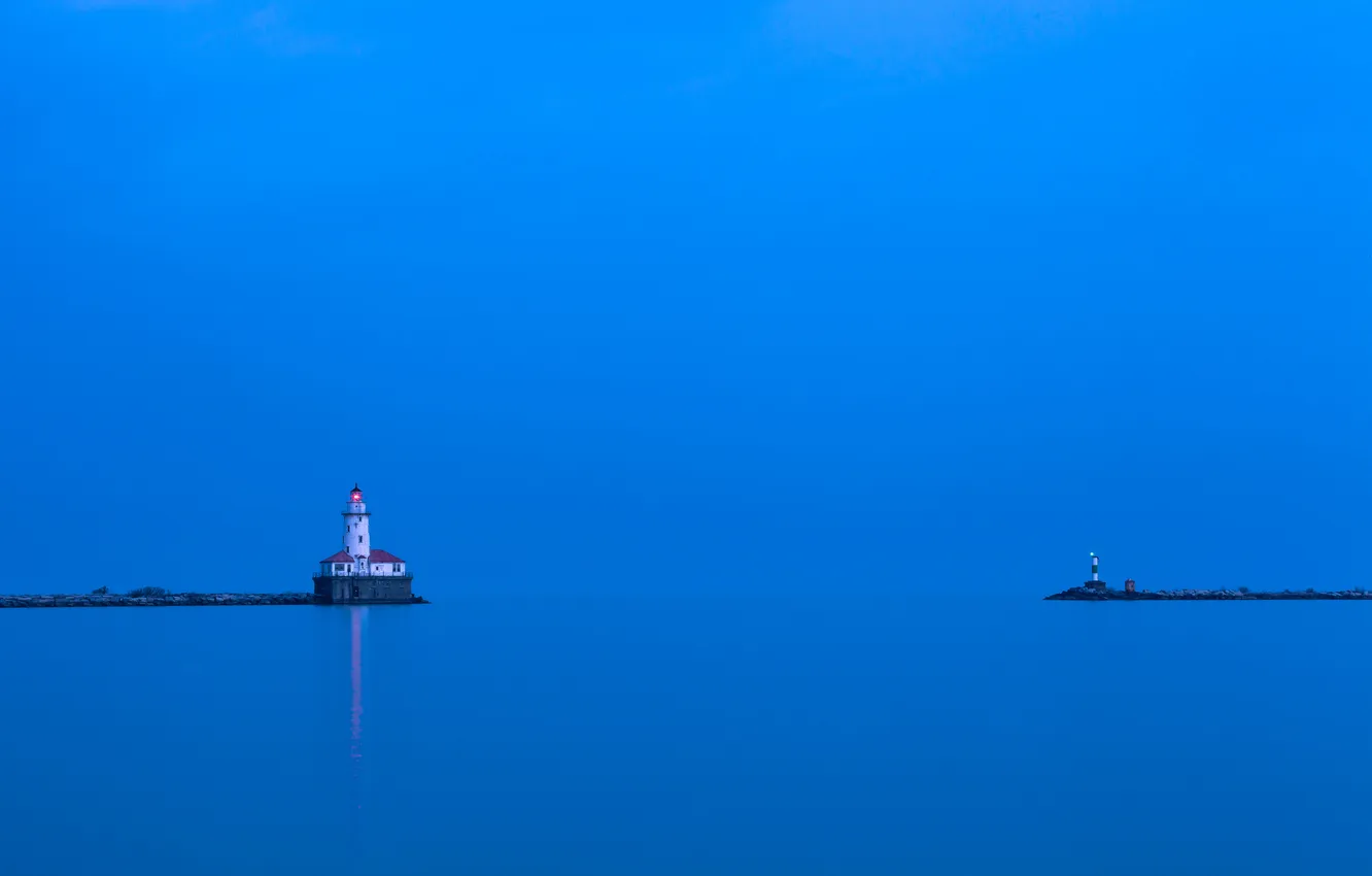 Фото обои море, небо, маяк, бухта