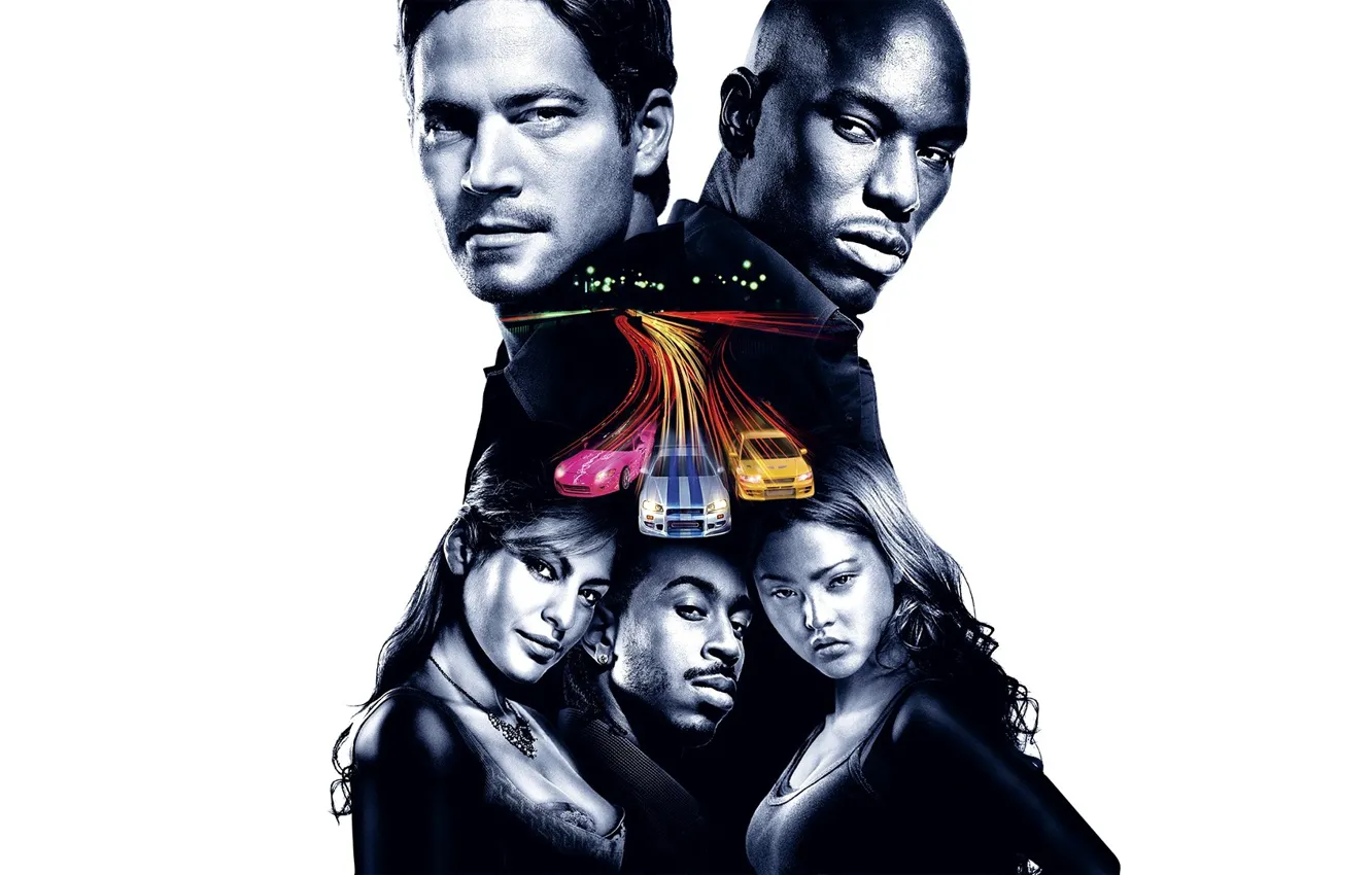 Фото обои Суши, Eva Mendes, Ева Мендес, Пол Уокер, Paul Walker, Brian O'Conner, Двойной форсаж, Девон Аоки