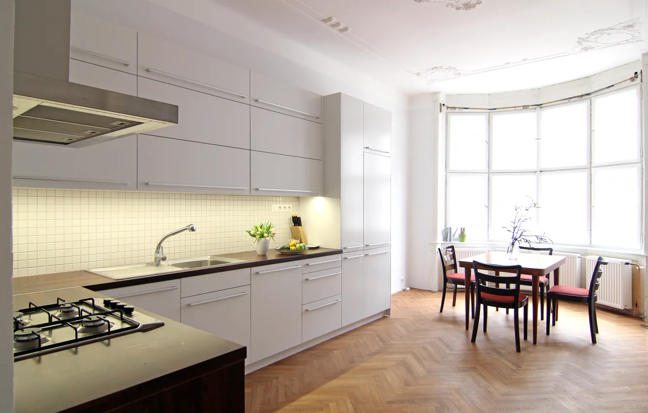 Фото обои дизайн, стиль, интерьер, кухня, столовая