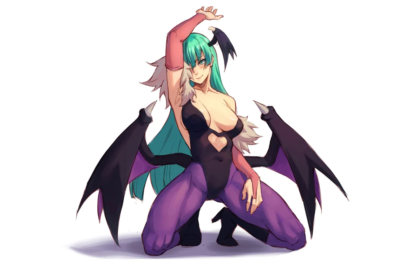 Фото обои girl, hot, sexy, boobs, sexy girl, anime, vampire, morrigan