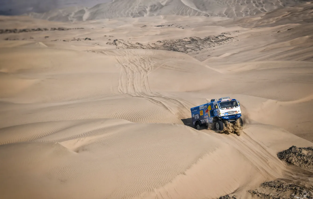 Фото обои Песок, Грузовик, Мастер, Россия, Kamaz, Rally, Dakar, Дакар