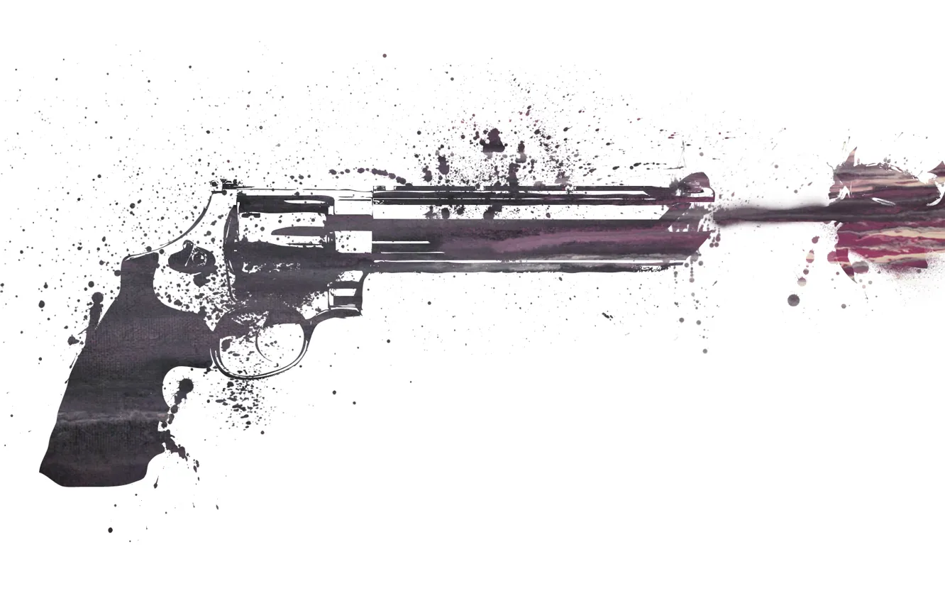 Фото обои оружие, узоры, краски, рисунок, colors, выстрел, револьвер, weapon