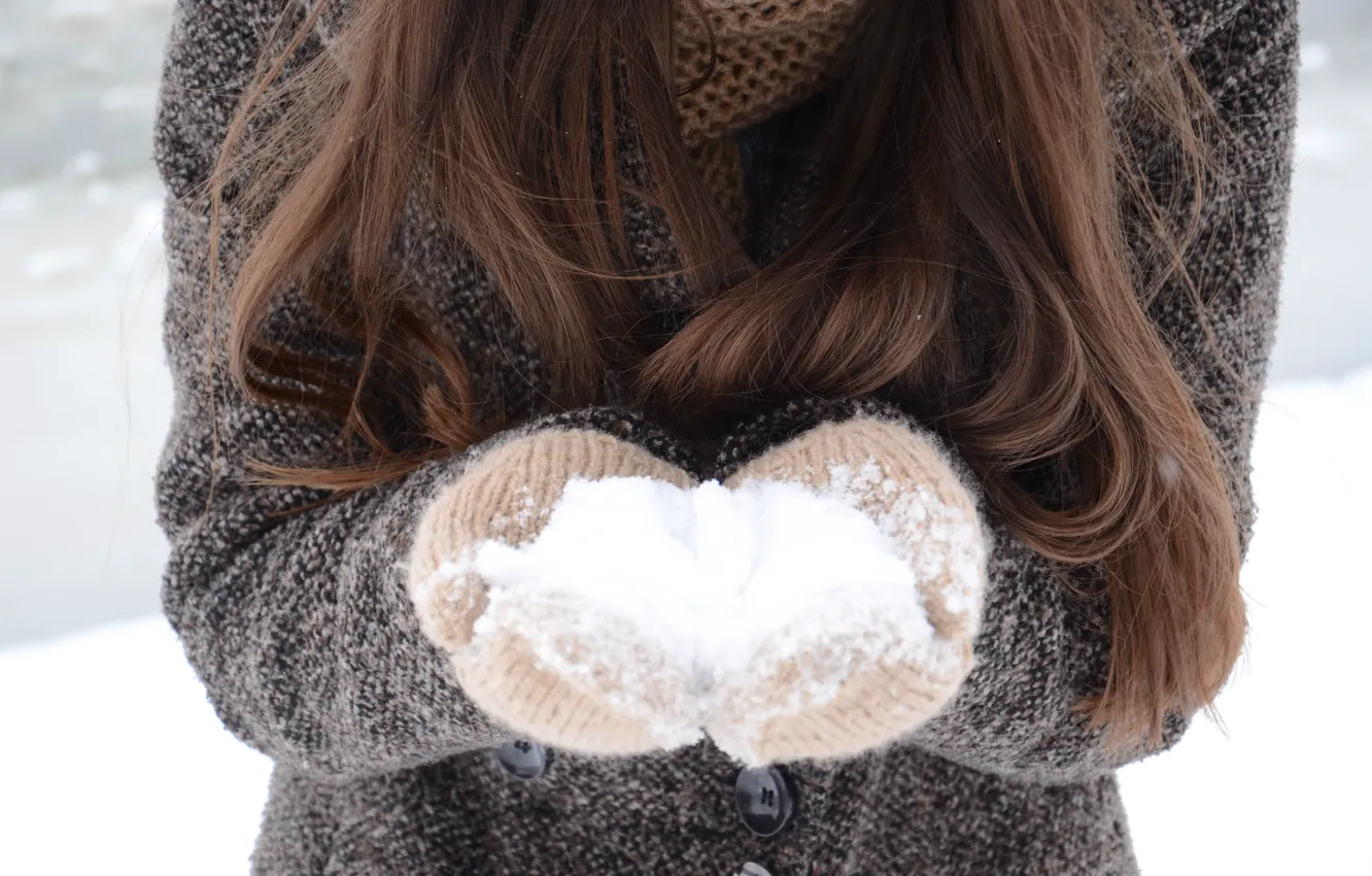 Фото обои зима, белый, снег, волосы