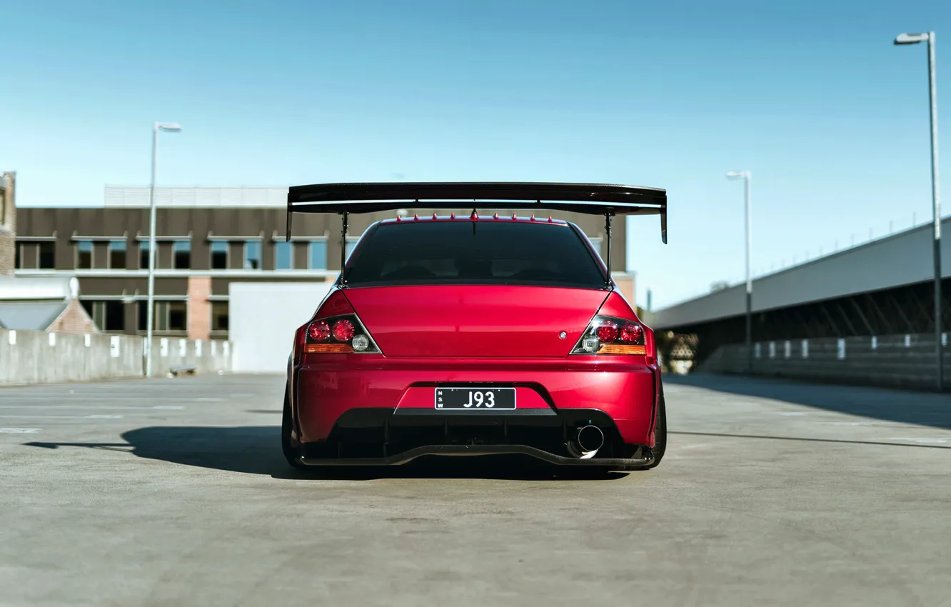 Фото обои Mitsubishi, Lancer, Red, Car, Widebody, Evolution IX, Evo 9