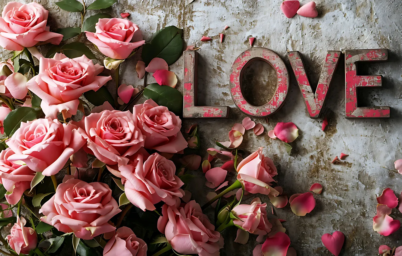 Фото обои любовь, цветы, романтика, сердце, розы, love, happy, День святого Валентина