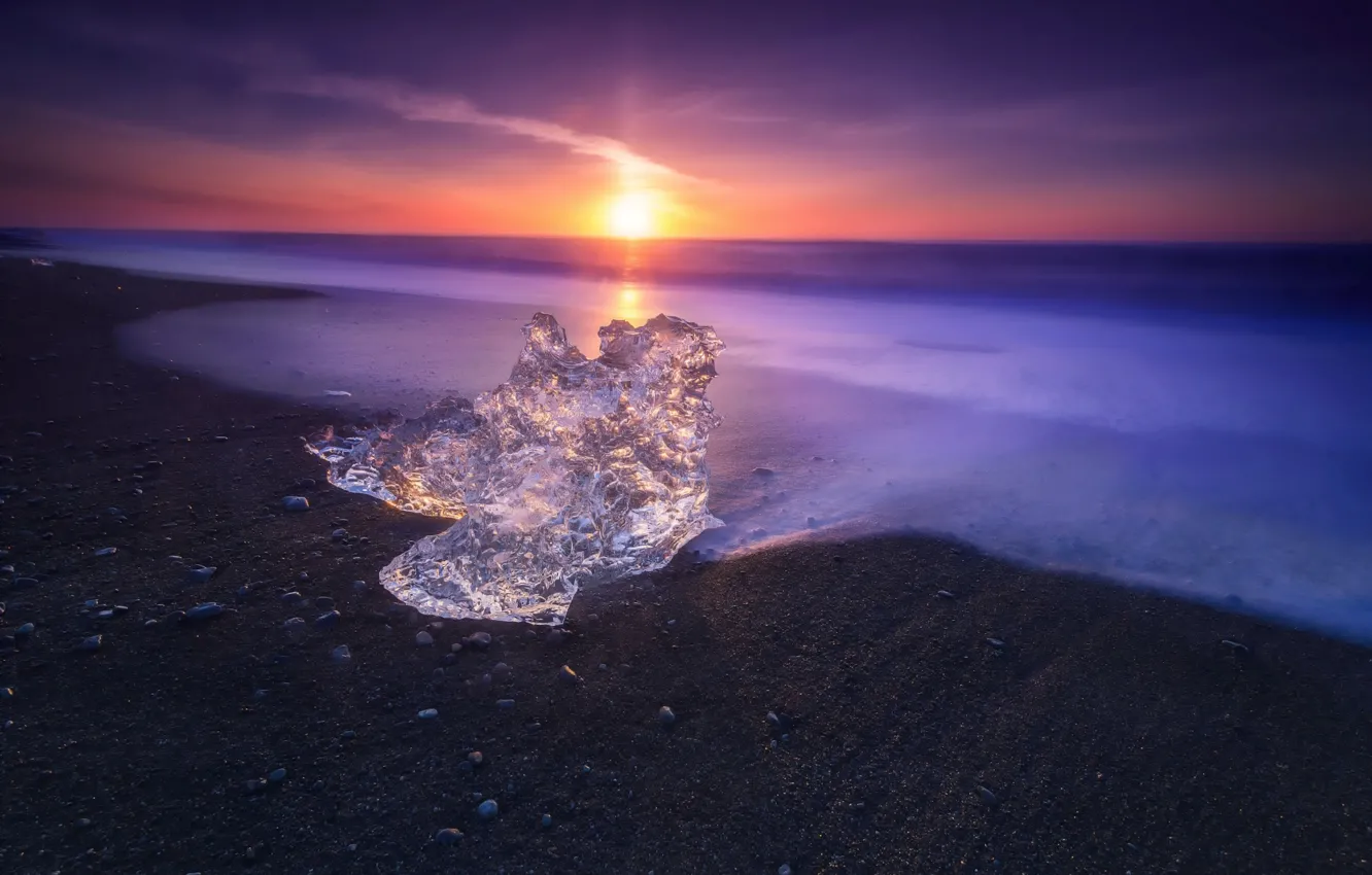 Фото обои Landscape, Water, Sunset, Magic, Ice, Sea, Cold
