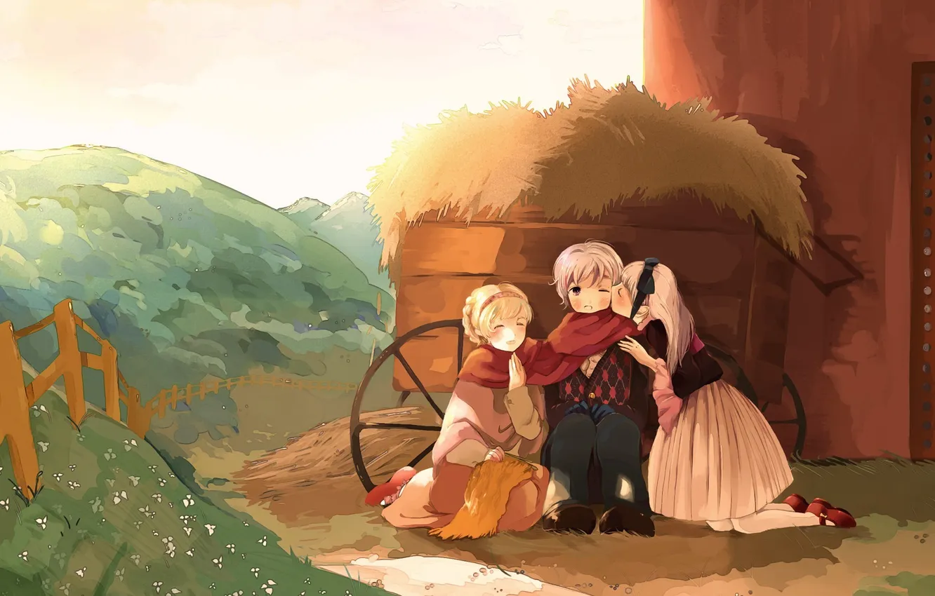 Фото обои поцелуй, сено, Hetalia, хеталия