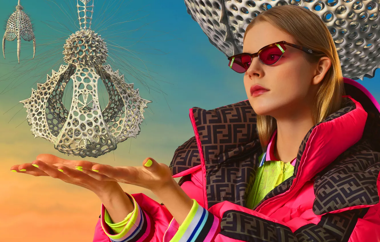 Фото обои Девушка, Sunglasses, Fendi, Солнцезащитные очки, Капсульная коллекция очков, Нежный монстр, Gentle Monster, Eyewear capsule collection
