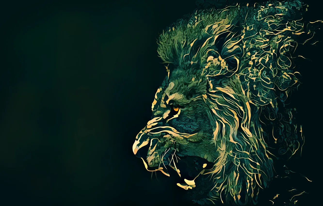 Фото обои лев, голова, арт