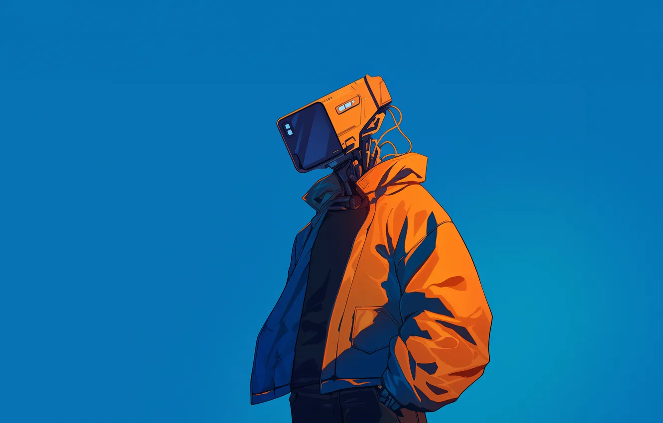 Фото обои monitor, jacket, AI art