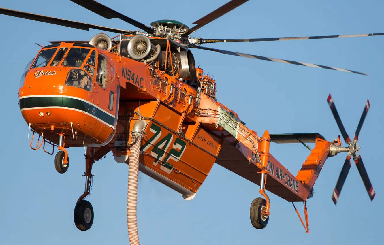 Фото обои кран, большой, вертолет, воздушный, грузоподъемности, Sikorsky S-64, Erickson Air-Crane