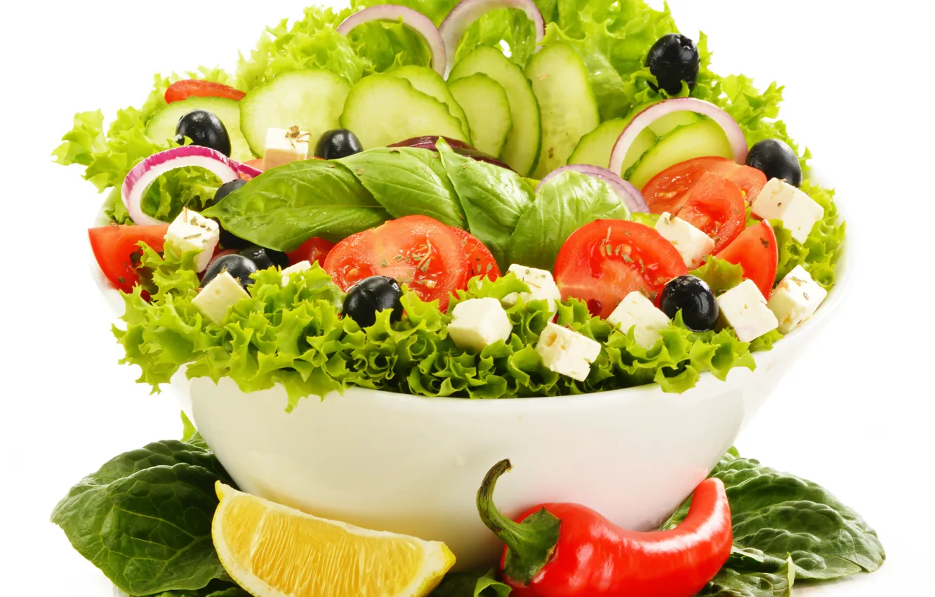 Фото обои зелень, овощи, овощной салат