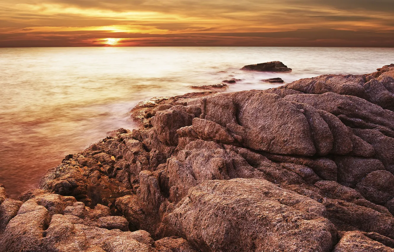 Фото обои море, камни, скалы, берег