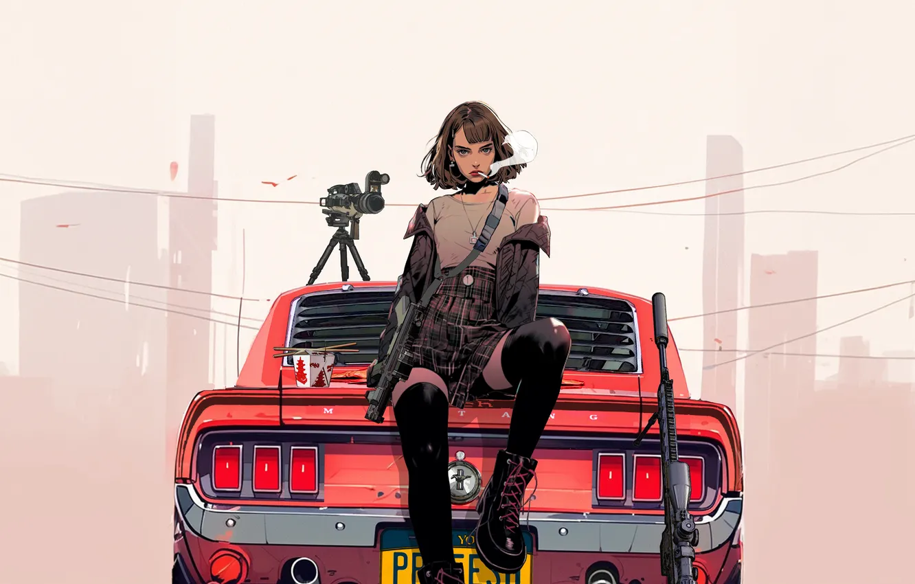 Фото обои car, girl, matilda, ai art